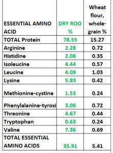 Amino acid kangaroo grain summary table